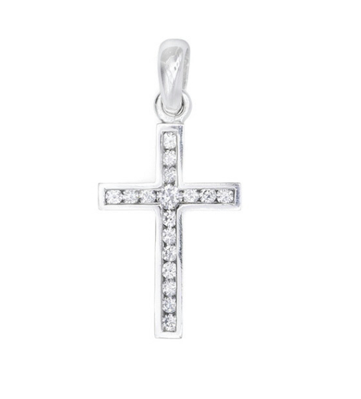 White gold diamond cross...