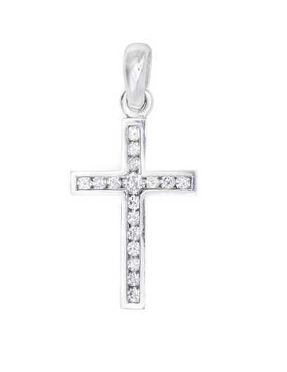 White gold diamond cross...
