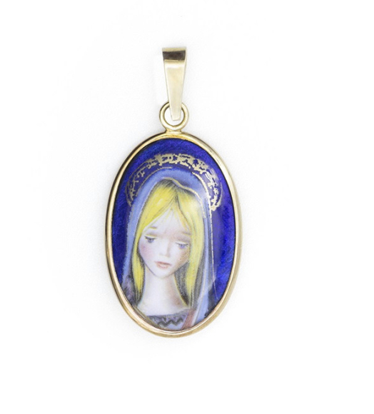 Enameled Virgin Medal oval...