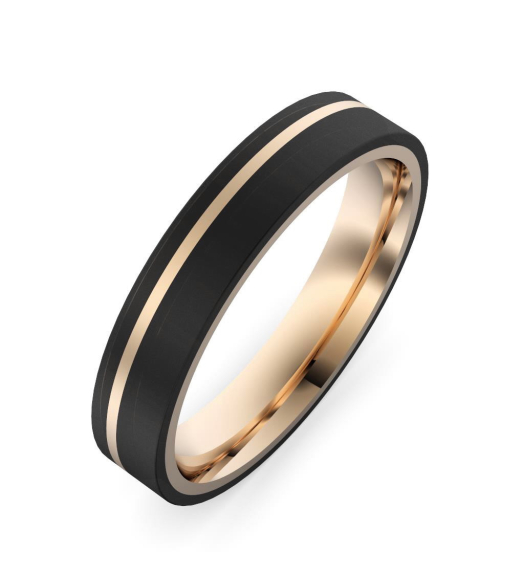Anillo Oro Rosa con Carbono