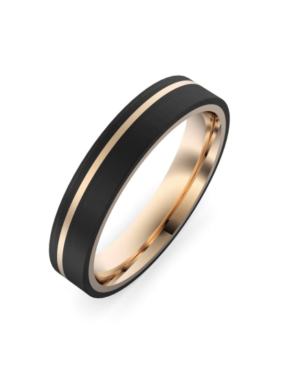Anillo Oro Rosa con Carbono