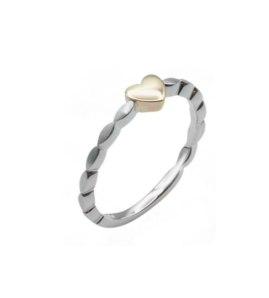 Anillo corazon oro blanco y...
