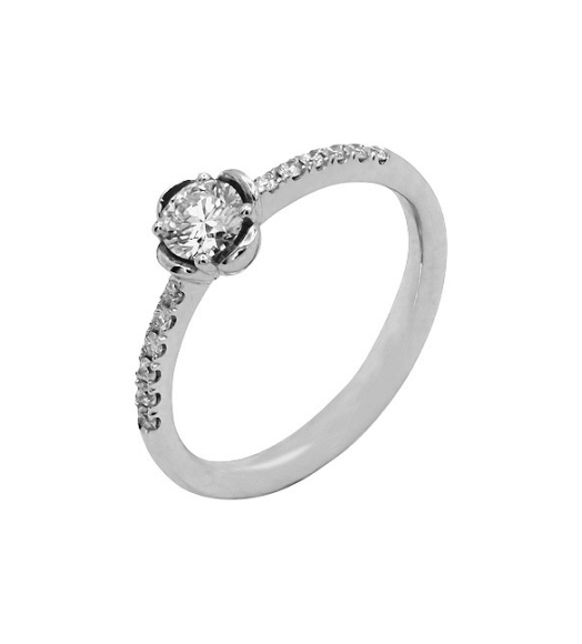 Anillo diamante en flor con...