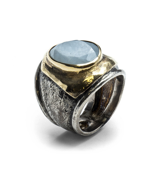 Anillo de plata y oro con...