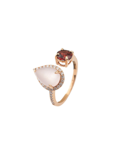 Anillo oro rosa con cuarzo,...