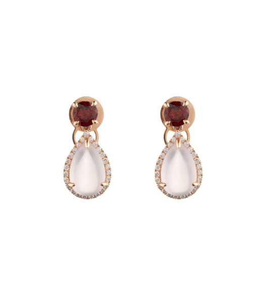 Pendientes oro rosa cuarzo...