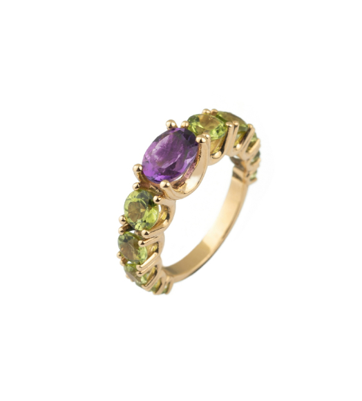 Anillo Amatista y Peridotos...